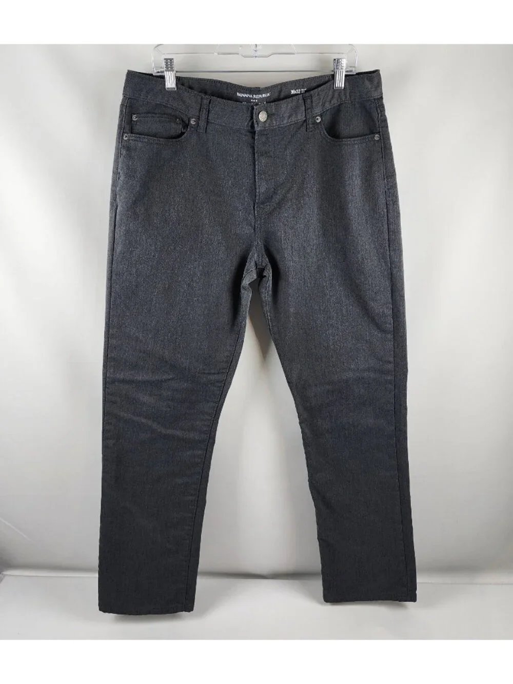Banana Republic Jean Men 36x31 Charcoal Heather Gray Slim Travel Pant